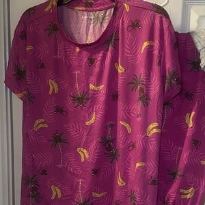 Purple Tropical Print Women's Pajama Set